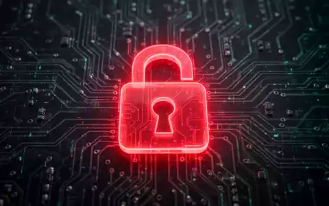 Glühendes rotes Vorhängeschloss auf dunkler, komplexer Leiterplatte, symbolisiert kritische Linux-Kernel-Sicherheitslücke. - Foto: über boerse-global.de