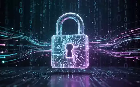Digitales Schloss mit leuchtenden Schaltkreisen, umgeben von Datenströmen und Binärcode, symbolisiert Cybersicherheit und Datenschutz. - Foto: über boerse-global.de