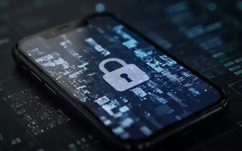 Ein Smartphone-Bildschirm zeigt abstrakte digitale Muster und ein stilisiertes Vorhängeschloss, das Datenschutz und Überwachung symbolisiert. - Foto: über boerse-global.de