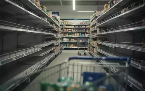 Ein unscharfer Supermarktgang mit leeren Regalen, der Konsumzurückhaltung und wirtschaftliche Vorsicht darstellt. - Foto: über boerse-global.de