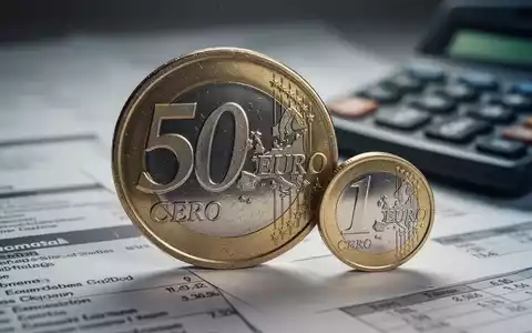 Eine Nahaufnahme einer 50-Euro-Cent-Münze und einer 1-Euro-Münze, die auf Finanzdokumenten liegen. - Foto: über boerse-global.de