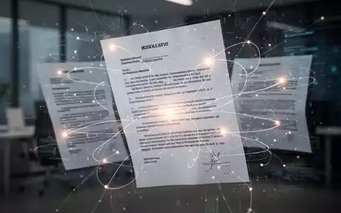 Abstrakte Darstellung von digitalen Rechtsdokumenten und Datenflüssen, die eine Einigung und Transparenz symbolisieren. - Foto: über boerse-global.de