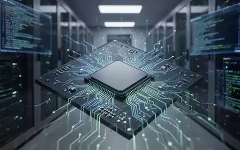 Nahaufnahme eines leuchtenden, komplexen Mikrochips mit fortschrittlicher Schaltung vor unscharfem Hintergrund eines modernen Serverraums. - Foto: über boerse-global.de