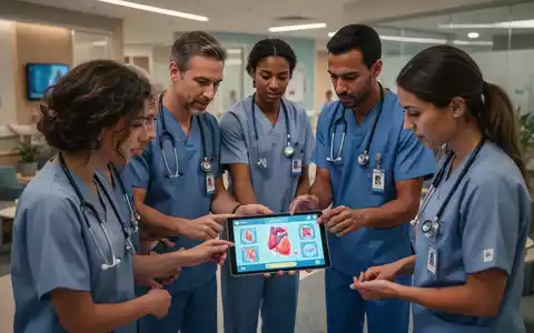 Medizinisches Personal, das auf einem Tablet ein Serious Game spielt, das Wissen und Teamarbeit im Gesundheitswesen fördert. - Foto: über boerse-global.de