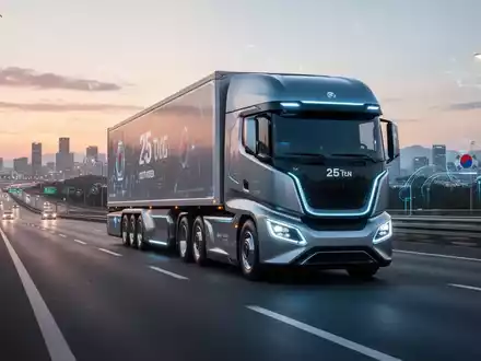 Autonomer 25-Tonnen-Lastwagen mit Sensoren auf moderner Autobahn in Südkorea, Symbol für Logistikautomatisierung. - Foto: über boerse-global.de
