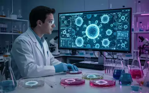 Nahaufnahme eines Forschers im Labor, der leuchtende zelluläre Strukturen auf einem Bildschirm im Kontext der mRNA-Therapie beobachtet. - Foto: über boerse-global.de