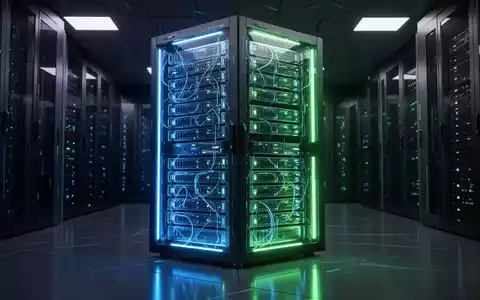 Nahaufnahme eines Serverracks mit hellblauen und grünen Lichtern, die fortschrittliche Computer- und Cloud-Gaming-Technologie darstellen. - Foto: über boerse-global.de
