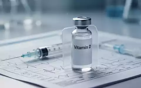 Nahaufnahme eines Vitamin-D-Fläschchens neben einer Spritze und medizinischen Diagrammen, symbolisiert Forschung zu Immunsystem und Impfungen. - Foto: über boerse-global.de