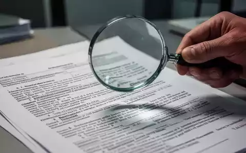 Eine Hand hält eine Lupe über ein dichtes, komplexes juristisches Dokument, das Bürokratie und Prüfung symbolisiert. - Foto: über boerse-global.de