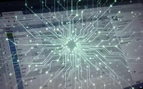 Stilisierte neuronale Netzstruktur über Tabellenkalkulation und E-Mail-Oberfläche, symbolisiert KI-Integration und Effizienz in Produktivitätssoftware. - Foto: über boerse-global.de