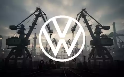 Eine abstrakte, atmosphärische Szene der Automobilindustrie unter Druck mit silhouettierten Industriemaschinen vor einem dramatischen Himmel. - Foto: über boerse-global.de