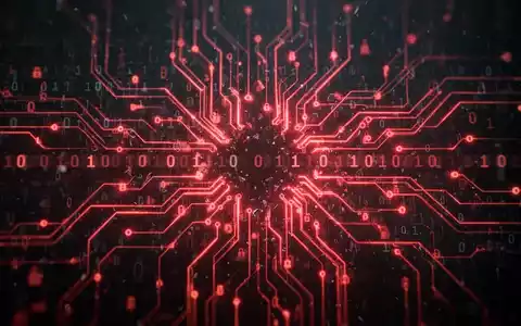 Glühende rote Schaltkreise und Binärcode symbolisieren eine digitale Bedrohung und Datenlöschung vor dunklem, bedrohlichem Hintergrund. - Foto: über boerse-global.de