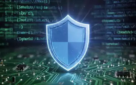 Leuchtend blaues Schild-Symbol für digitale Sicherheit vor verschwommenem Code-Hintergrund. - Foto: über boerse-global.de