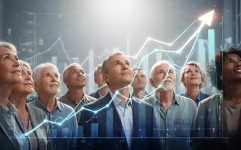 Eine vielfältige Gruppe von Menschen blickt optimistisch auf einen digitalen Finanztrend, der wirtschaftliche Erleichterung und Wachstum symbolisiert. - Foto: über boerse-global.de