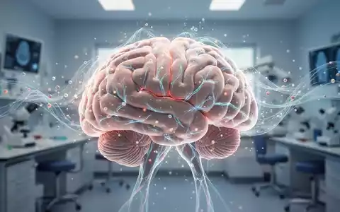 Nahaufnahme eines menschlichen Gehirns mit leuchtenden neuronalen Pfaden und abstrakten Lichtpartikeln, die Therapien darstellen. - Foto: über boerse-global.de