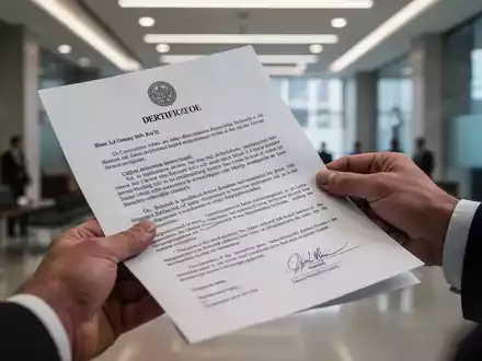 Nahaufnahme einer Hand, die ein offizielles Dokument oder Zeugnis hält, mit einem unscharfen Hintergrund eines Büros. - Foto: über boerse-global.de