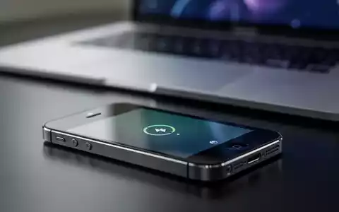 Ein älteres iPhone mit dezentem Fehlerhinweis auf dem Display, auf dunkler Oberfläche liegend, im Hintergrund ein unscharfer Laptop. - Foto: über boerse-global.de