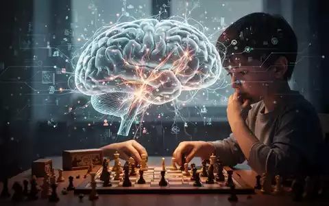 Ein stilisiertes Gehirn, bestehend aus digitalen Elementen und neuronalen Bahnen, überlagert die Silhouette eines Kindes beim Nachdenken. - Foto: über boerse-global.de