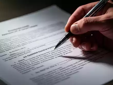 Eine Hand hält einen Stift über einem Vertrag, der rechtliche Prüfungen bei Lohnerhöhungen und Vertragsänderungen symbolisiert. - Foto: über boerse-global.de