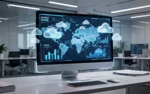 Holografische Projektion von Marktdaten und Cloud-Symbolen über moderner Computeroberfläche, symbolisiert Windows 11 und Cloud-Funktionen. - Foto: über boerse-global.de