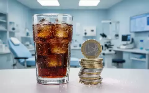 Ein Glas Softdrink neben einem Stapel Euro-Münzen, symbolisiert Zuckersteuer und medizinische Maßnahmen gegen Adipositas. - Foto: über boerse-global.de