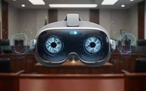 Apple Vision Pro Headset mit biometrischen Iris- und Netzhautscan-Mustern als Symbol fĂŒr eine Datenschutzklage. - Foto: ĂŒber boerse-global.de
