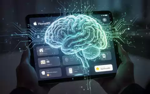 Leuchtende abstrakte Gehirngrafik mit digitalen Schaltkreisen, über Smart-Home-Interface auf Tablet gelegt. - Foto: über boerse-global.de