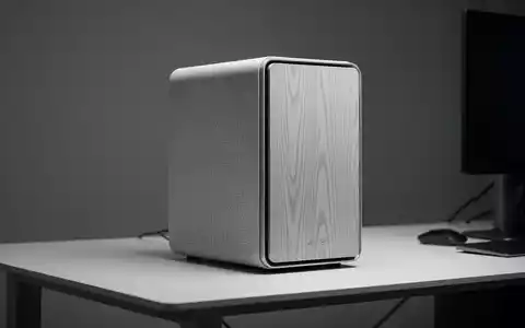 Moderner, kompakter Mini-Tower-Desktop-Computer mit hellgrauer Stofffront, auf einem minimalistischen Schreibtisch. - Foto: über boerse-global.de