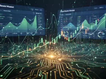 Glühendes neuronales Netz mit Finanzgrafiken, symbolisiert KI-gestütztes Wachstum in digitalen Geschäftsmodellen und Immobilien. - Foto: über boerse-global.de