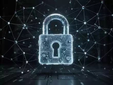 Ein leuchtendes digitales Vorhängeschloss über einem Netzwerk von Datenpunkten, das digitale Forensik und Sicherheit symbolisiert. - Foto: über boerse-global.de