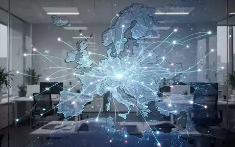 Eine digitale Darstellung von Vernetzung und Effizienz über einer Europakarte, die Bürokratieabbau symbolisiert. - Foto: über boerse-global.de