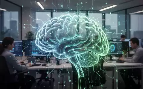 Ein stilisiertes neuronales Netz überlagert ein modernes Büro, das die Schnittstelle von KI und HR-Regulierung darstellt. - Foto: über boerse-global.de
