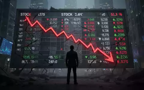 Eine einzelne, silhouettierte Figur steht vor einem großen, fallenden Börsenticker, der einen starken Abwärtstrend anzeigt. - Foto: über boerse-global.de