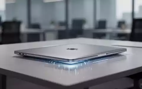 Schlankes, silbernes Laptop mit dünnem Profil auf minimalistischen Schreibtisch, weiches, professionelles Licht. - Foto: über boerse-global.de