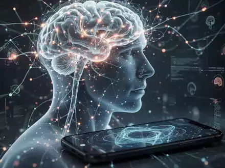 Eine stilisierte Darstellung eines menschlichen Kopfprofils mit leuchtenden neuronalen Verbindungen, die digitale Datenflüsse symbolisieren. - Foto: über boerse-global.de
