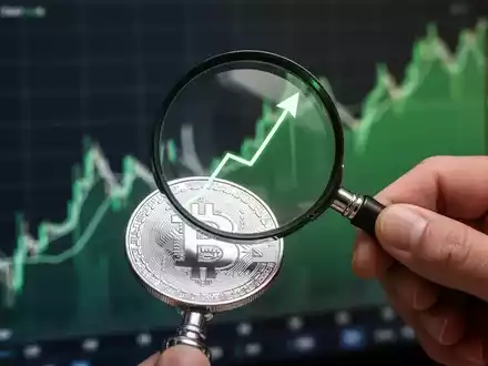 Eine Hand hält eine Lupe über eine glänzende Silbermünze, im Hintergrund verschwommene Finanzdiagramme mit grünen Akzenten. - Foto: über boerse-global.de