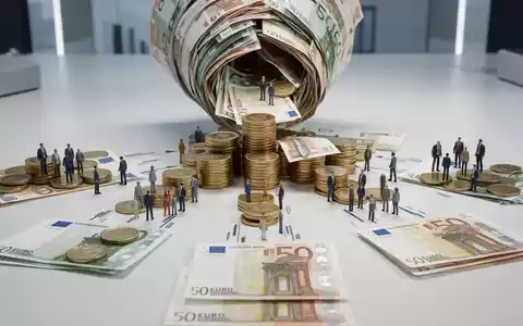 Eine Hand legt eine Euro-Münze auf einen Stapel Münzen, der einen größeren Geldstapel darstellt, der an kleinere verteilt wird. - Foto: über boerse-global.de