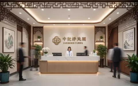 Eine moderne, saubere Empfangshalle einer Klinik für Traditionelle Chinesische Medizin (TCM) in Peking mit warmem Licht. - Foto: über boerse-global.de