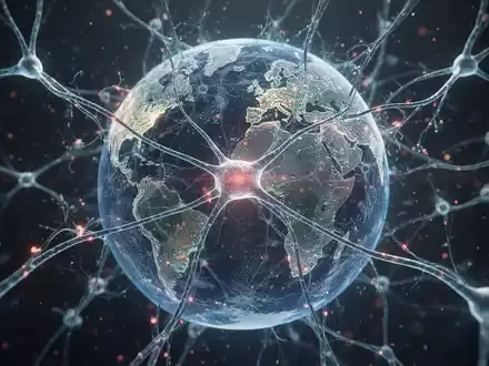 Leuchtendes neuronales Netzwerk, das einen Globus formt, symbolisiert globale KI-Regulierung und -Politik. - Foto: über boerse-global.de