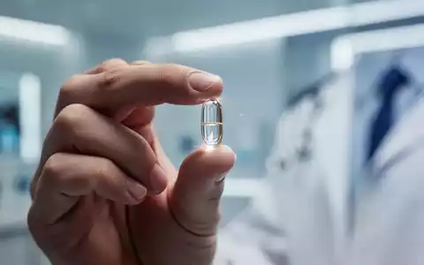 Nahaufnahme einer Hand, die eine einzelne, elegante Pille hält, mit einem unscharfen Hintergrund, der eine medizinische Umgebung andeutet. - Foto: über boerse-global.de
