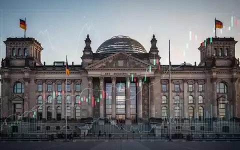 Reichstagsgebäude in Berlin, Symbol deutscher Regierungs- und Finanzpolitik, mit dezenten Finanzdaten-Overlays. - Foto: über boerse-global.de