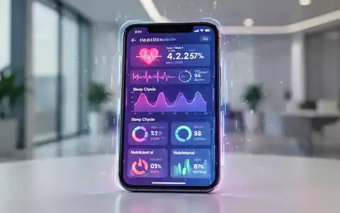 Smartphone-Bildschirm mit Gesundheits-App, die Herzfrequenz, Schlaf und Ernährung anzeigt. - Foto: über boerse-global.de