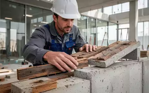 Ein Handwerker prüft nachhaltige Baumaterialien auf einer Baustelle, die den Fokus auf Kreislaufwirtschaft und ressourceneffizientes Bauen darstellt. - Foto: über boerse-global.de