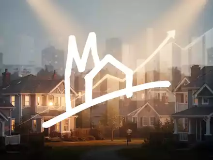 Abstrakte Darstellung des Wohnimmobiliensektors mit warmem Licht und subtilen Aufwärtstrends, die eine positive Marktstimmung andeuten. - Foto: über boerse-global.de
