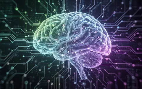 Ein stilisiertes, leuchtendes neuronales Netzwerk oder eine Platine, die fortschrittliche KI darstellt, mit fließenden digitalen Daten und Knotenpunkten. - Foto: über boerse-global.de