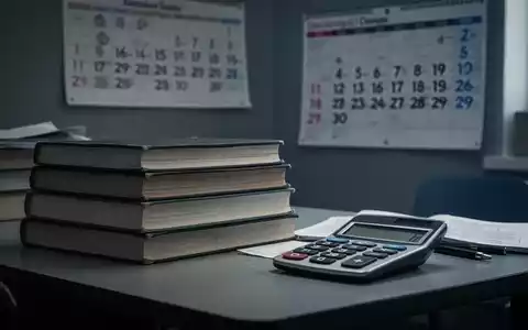Ein Schreibtisch mit Lehrbüchern und einem Taschenrechner. Ein Kalender an der Wand deutet auf Verzögerungen hin. - Foto: über boerse-global.de