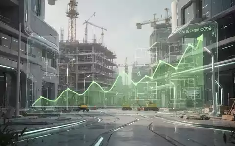 Eine nachhaltige Baustelle mit modernen, CO2-armen Materialien und digitalen Bauplänen, die CO2-Reduktion symbolisieren. - Foto: über boerse-global.de