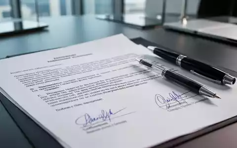 Ein Stift liegt auf einem juristischen Dokument, das Vertragsdetails und Unterschriften zeigt, in einem modernen Büro. - Foto: über boerse-global.de