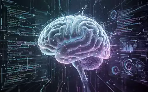 Leuchtendes, futuristisches KI-Gehirn oder neuronales Netz, verwoben mit Codezeilen und digitalen Schnittstellen, symbolisiert fortschrittliche Softwareentwicklung. - Foto: über boerse-global.de