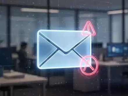 Leuchtendes E-Mail-Symbol mit Warnhinweis auf digitalem Bildschirm, symbolisiert neue Outlook-Antwortwarnungen und Kommunikationsupdates. - Foto: über boerse-global.de